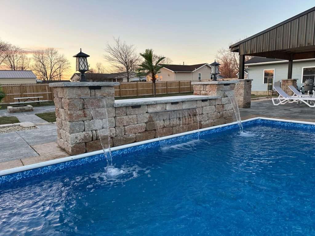 picture of a pool installation at sunset.